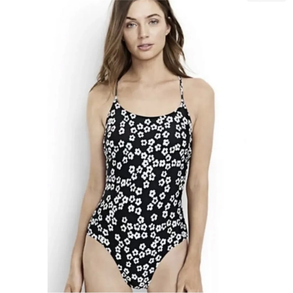 Lands End Black and White Swimsuit